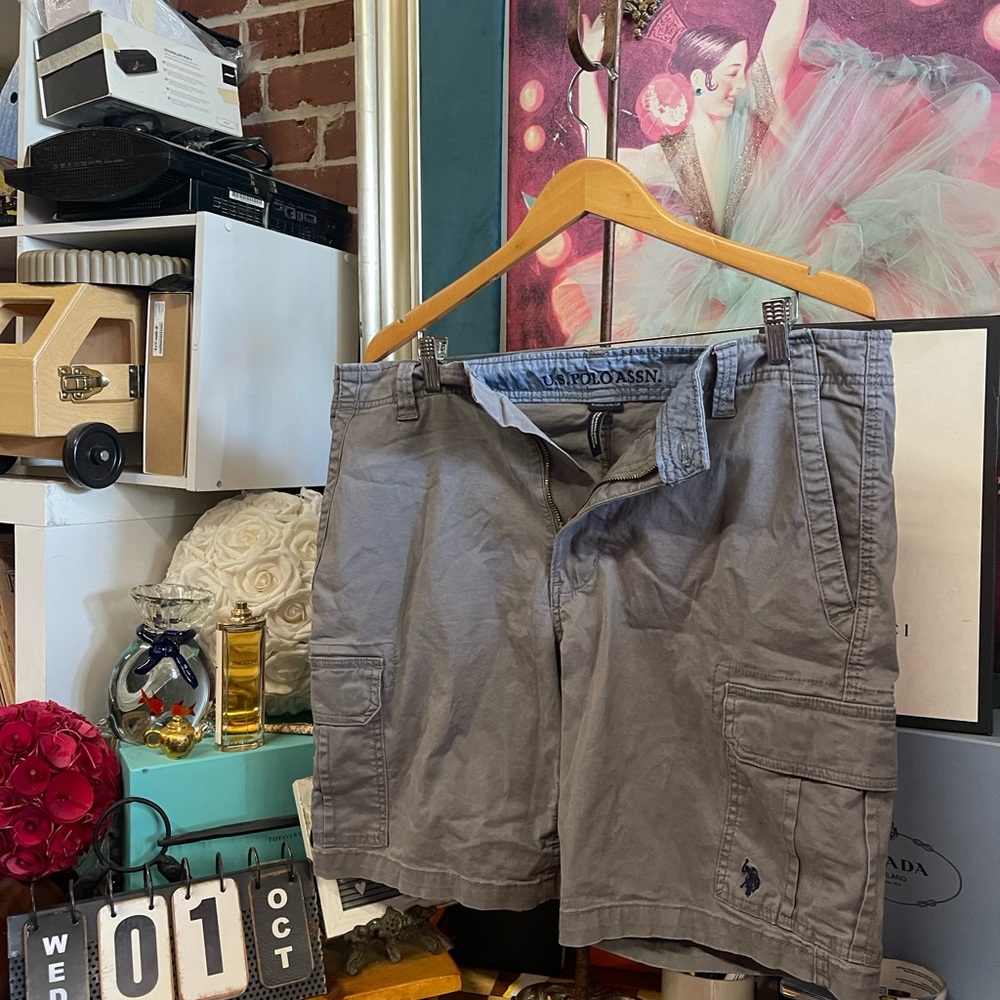 Polo Assn Mens Cargo Cotton Shorts Gray blvtg